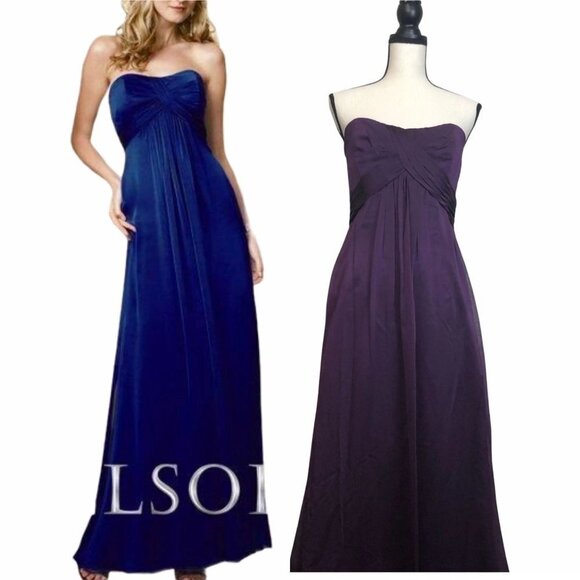 NWT Belsoie Strapless Purple Chiffon Formal Gown Size 6 - Picture 7 of 7